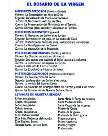 EL ROSARIO DE LA VIRGEN (HOJITA. 100und)